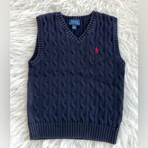 Ralph Lauren Polo Sweater Vest Size 5 Navy Blue Cable Knit Classic